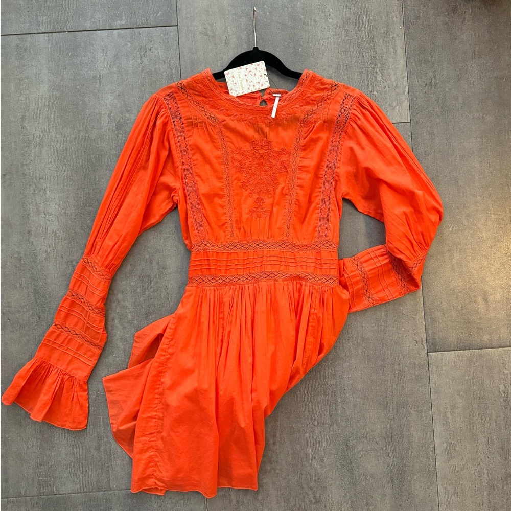 Free People | Clementine Victorian Mini Dress Embroidered Boho | NWT SIZE 6